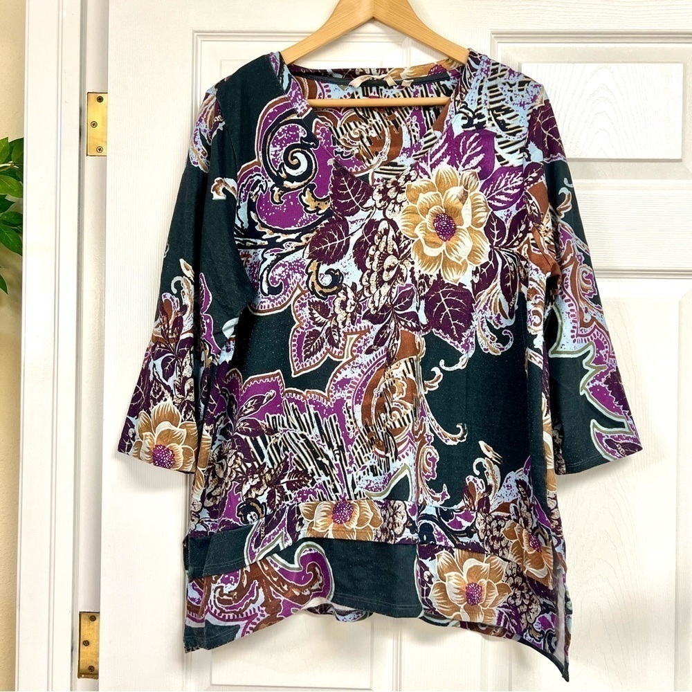 SOFT SURROUNDINGS Plus 1X V-neck floral boho tunic top women’s